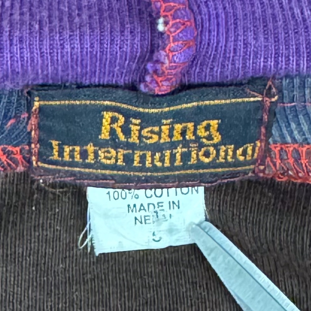 Rising International Hoodie Womens S Brown Patchwork Embroidered Boho Nepal EUC - Picture 8 of 13